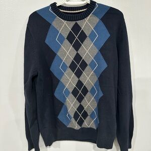 David Taylor Men's Crewneck Sweater - Blue, Gray, and Black Argyle